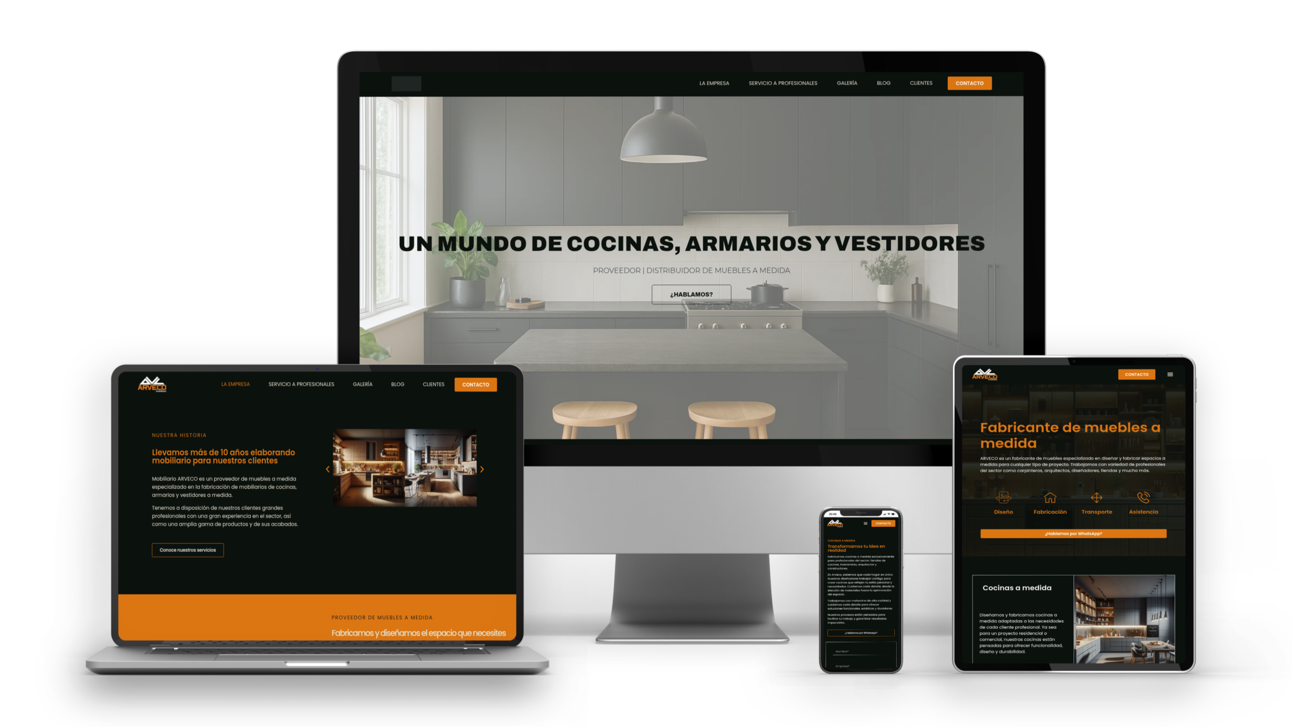 Diseño web B2B desarrollado para ARVECO fabricante de muebles a medida