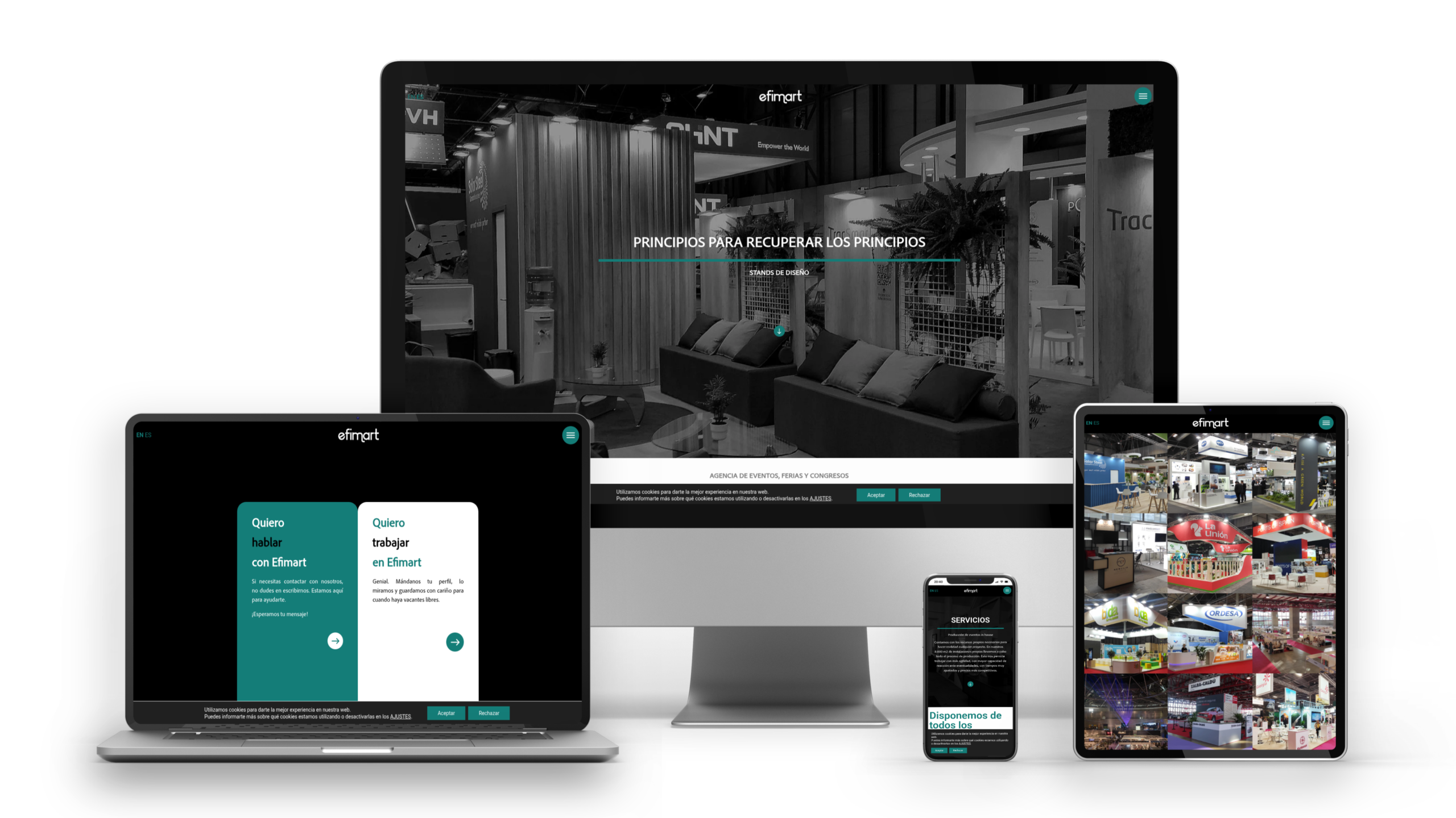 Diseño web profesional desarrollado para Efimart Studio estudio de stands de diseño