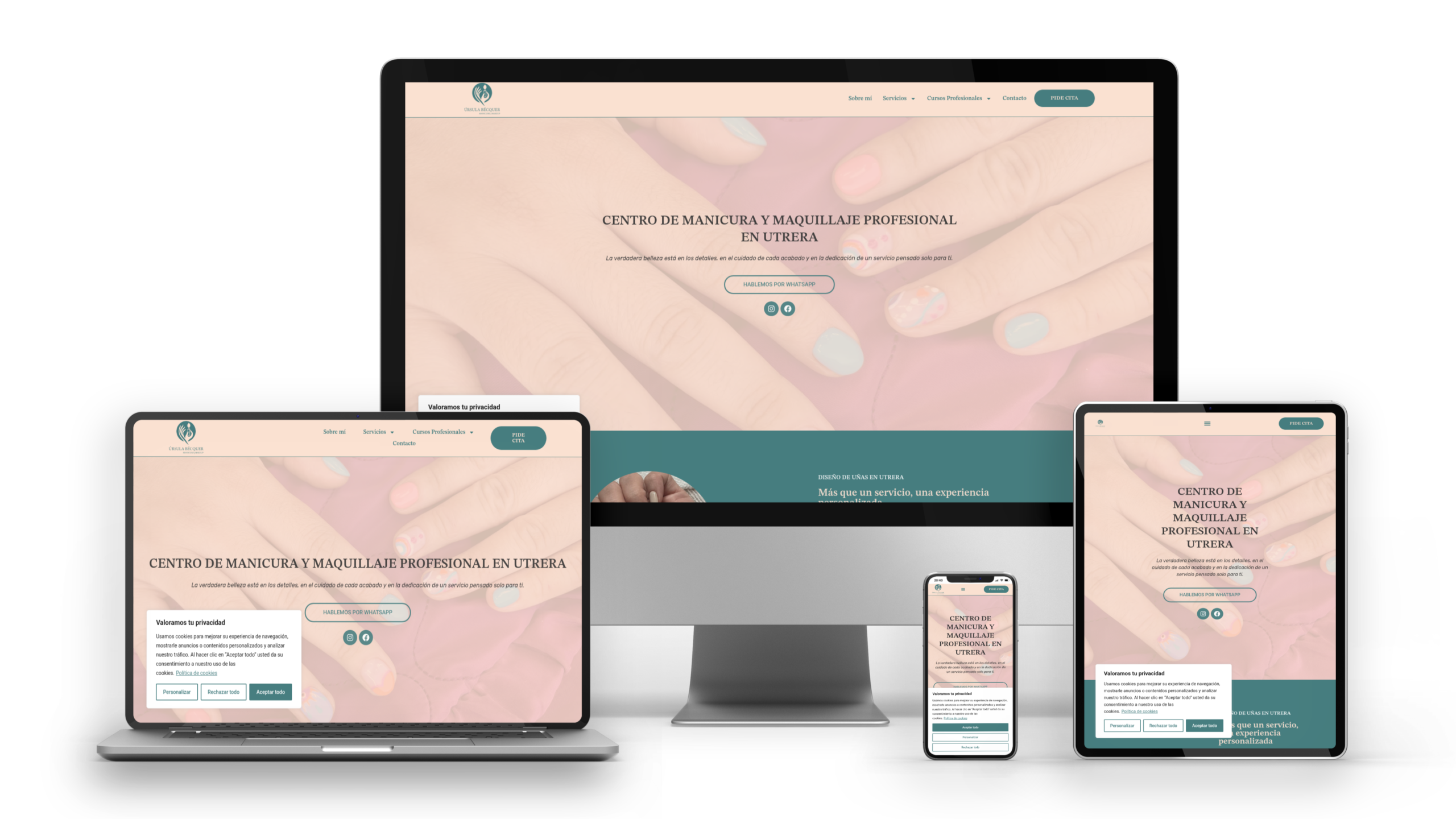 Diseño web y branding desarrollados para centro de manicura y maquillaje Úrsula Bécquer