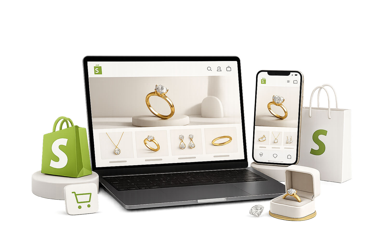 Shopify para tiendas online de joyería.