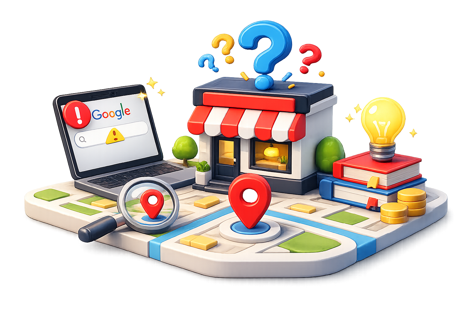 Negocio local analizando por qué no aparece en Google y revisando factores relacionados con SEO local, indexación y visibilidad online.