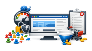 Página web con tráfico pero pocas conversiones, mostrando factores que afectan a la captación de clientes y ventas online.