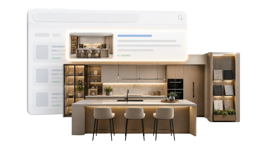 Tienda de cocinas mejorando su posicionamiento web en Google para aumentar su visibilidad y captar nuevos clientes
