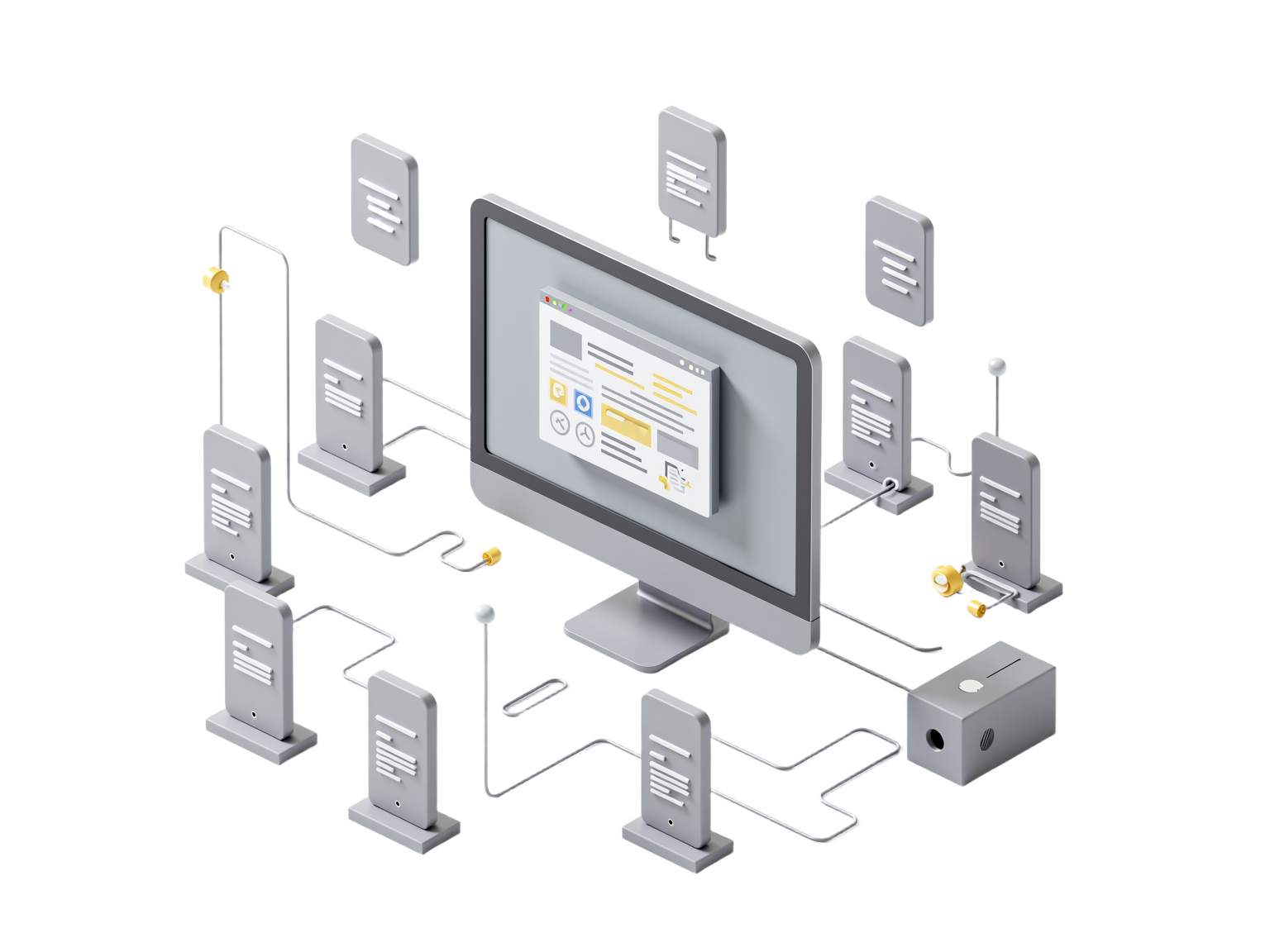 Ilustración sobre marketing digital, estrategia y tecnología para empresas